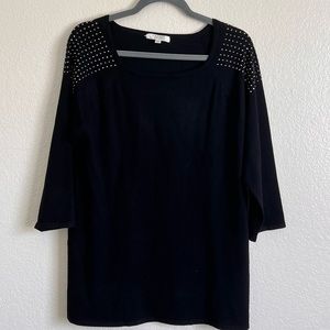 SPENSE 3/4 sleeve sweater with rhinestone accent